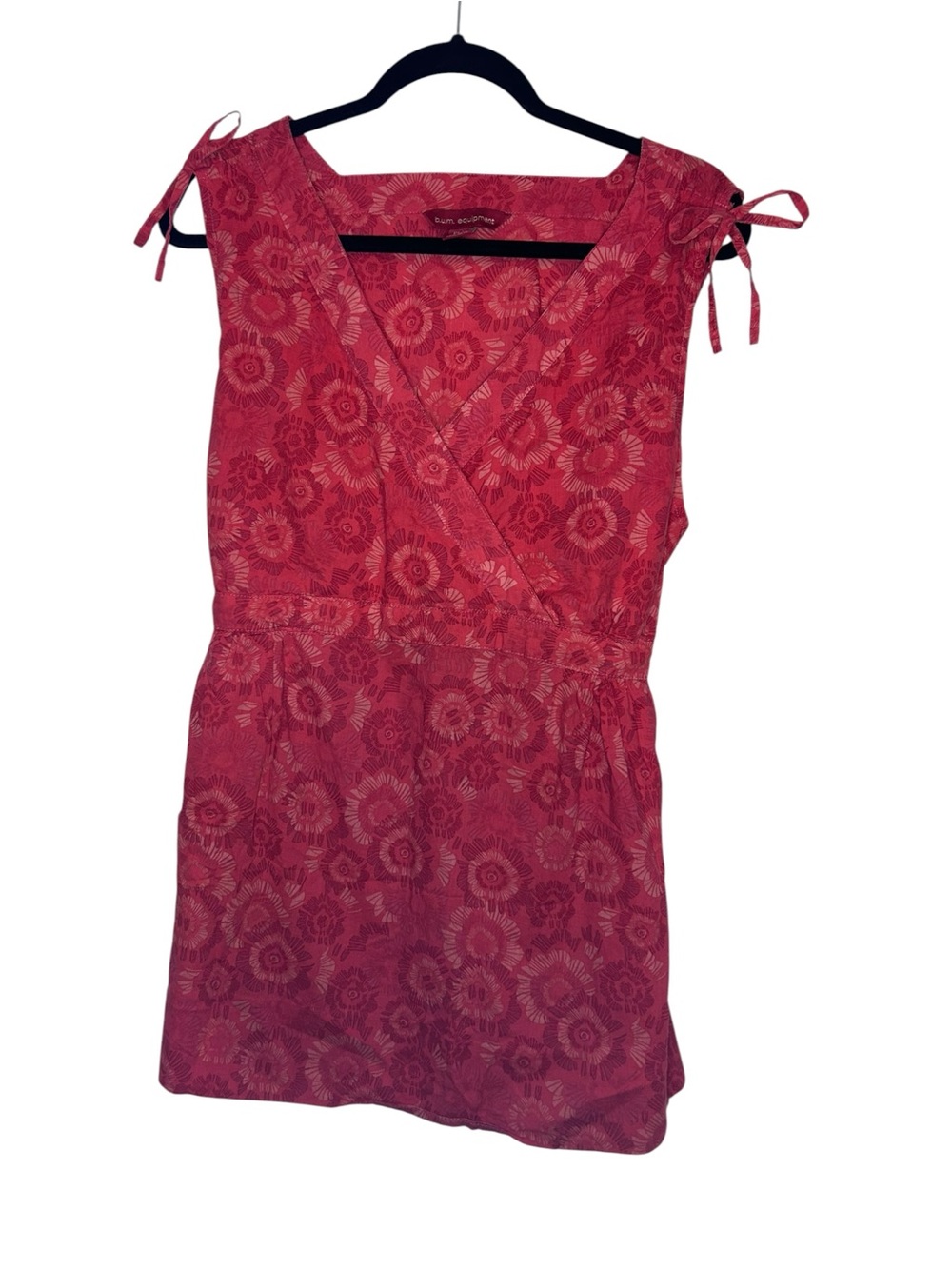 Women’s Plus Size Red Floral Tie-Shoulder Tank Top 100% Cotton